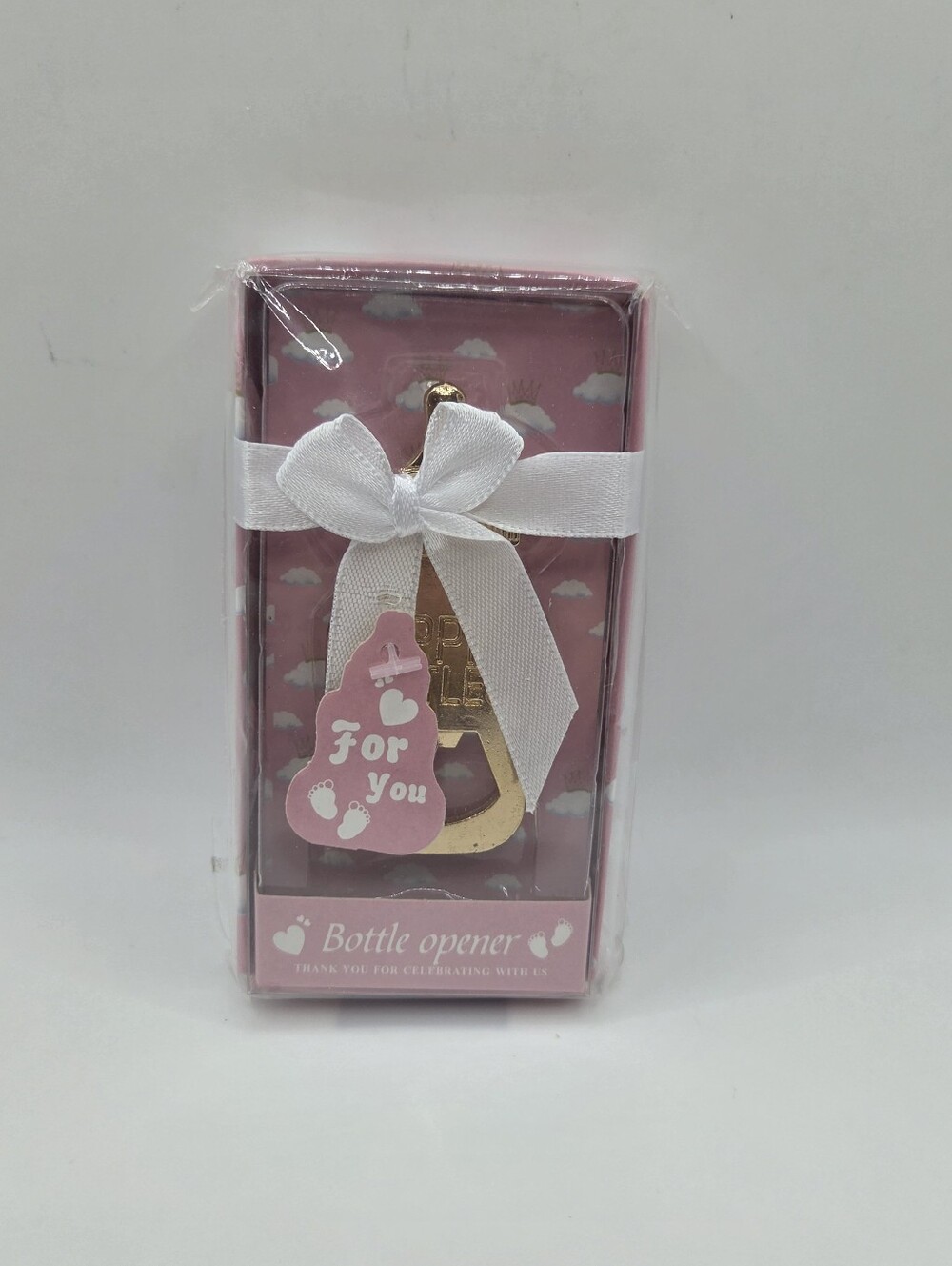 Bottle Opener Baby Girl Pink/White - Thank You For Celebrating With Us